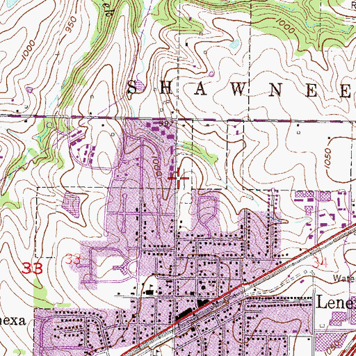 Topographic Map of Lenexa Cemetery, KS
