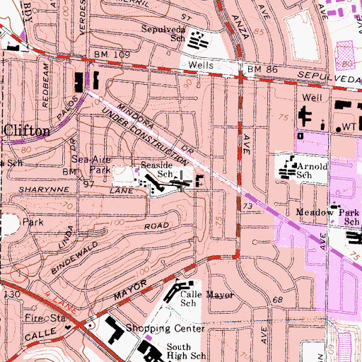 Topographic Map of Christian United Methodist Church, CA