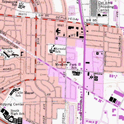 Topographic Map of Seaside Community United Church, CA
