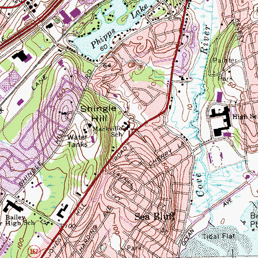 Topographic Map of Edith E Mackville School, CT