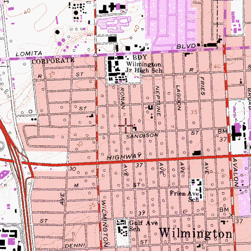 Topographic Map of Grace Baptist Church, CA