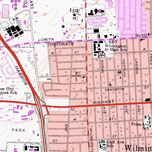 Topographic Map of Harbor Christian Center, CA