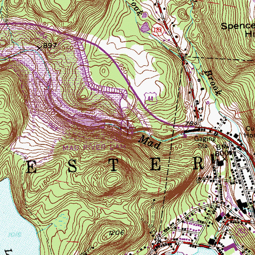 Topographic Map of Mad River Dam, CT