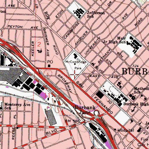 Topographic Map of First Church of Christ Scientist, CA
