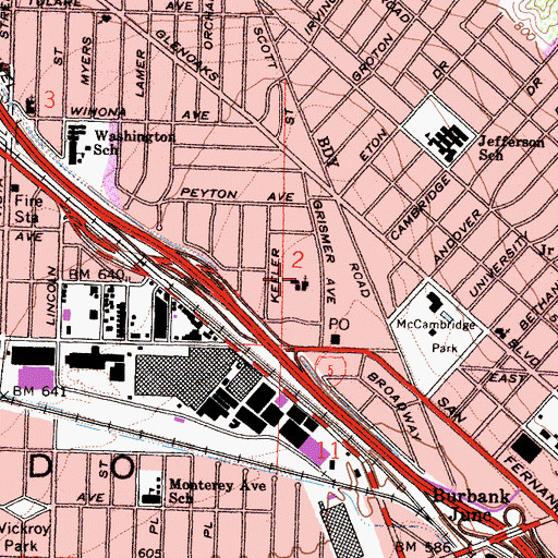 Topographic Map of Temple Emanuel, CA