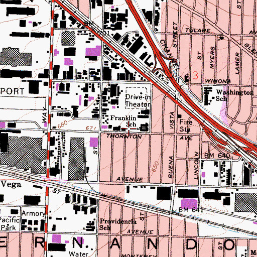 Topographic Map of City of Burbank Fire Department Station 13, CA
