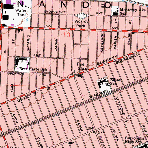 Topographic Map of Christ Lutheran Church, CA