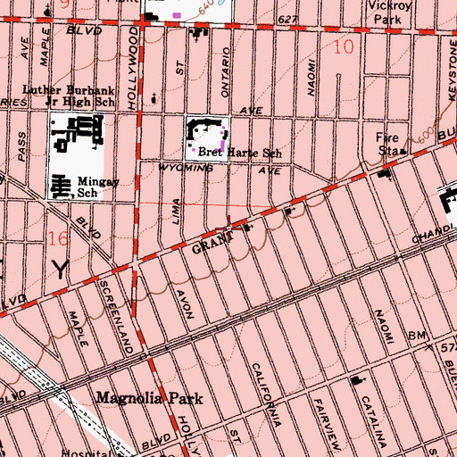 Topographic Map of Church of Christ, CA