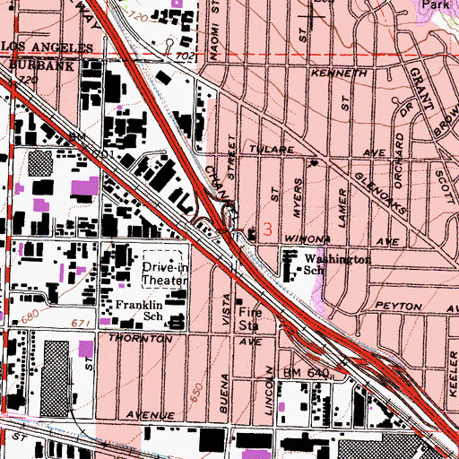 Topographic Map of Luther Memorial Lutheran Church, CA