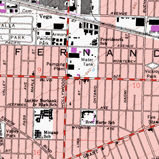 Topographic Map of Village Church, CA