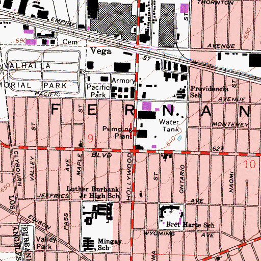 Topographic Map of City of Burbank Valley Pumping Plant, CA