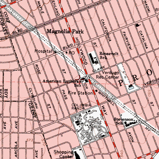 Topographic Map of American Lutheran Church, CA
