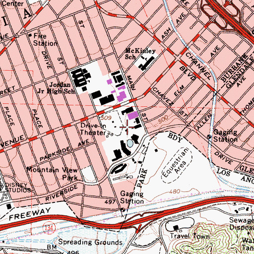 Topographic Map of Calvary Bible Church, CA