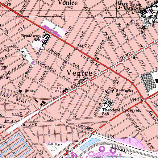 Topographic Map of First Lutheran Church of Venice, CA