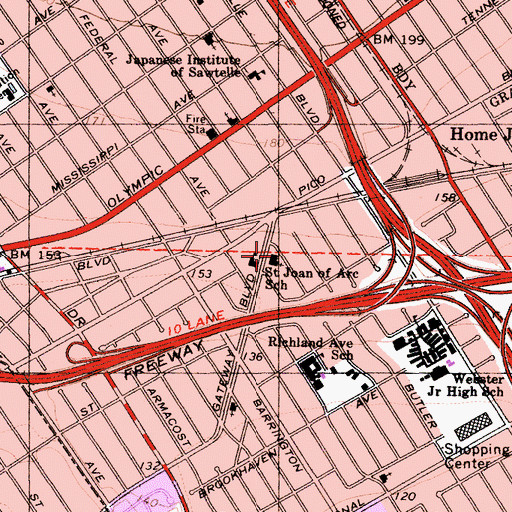 Topographic Map of Saint Joan of Arc Roman Catholic Church, CA