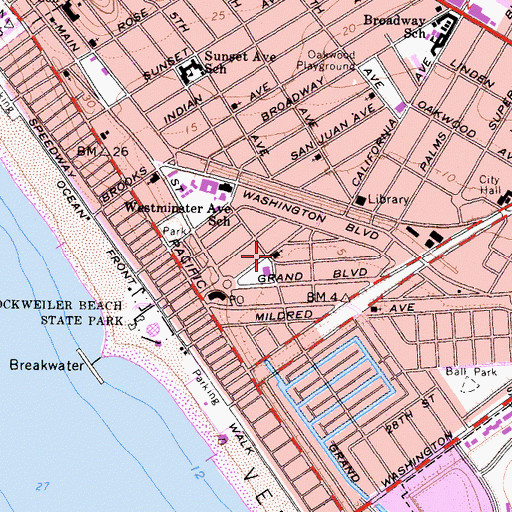 Topographic Map of Venice Foursquare Church, CA