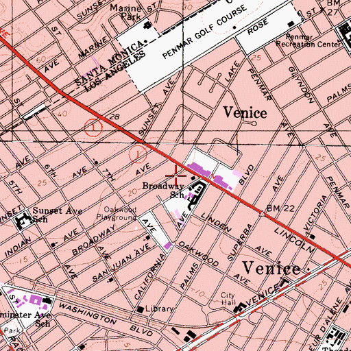 Topographic Map of Department of Water and Power Sub-Station Number 44, CA