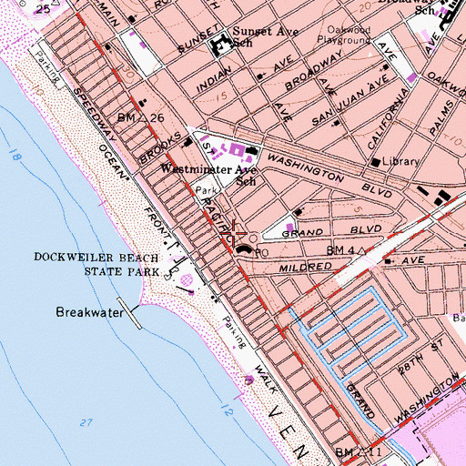 Topographic Map of Kinney Plaza, CA