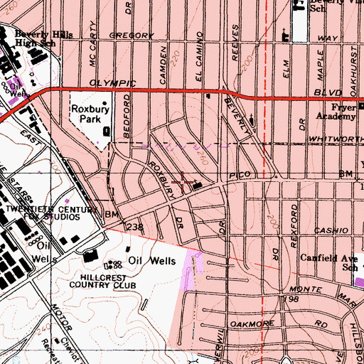 Topographic Map of Congregation Mogen David, CA