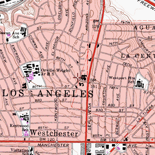 Topographic Map of Covenant Presbyterian Church, CA
