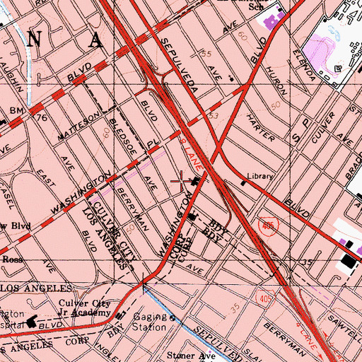 Topographic Map of Culver City Presbyterian Church, CA