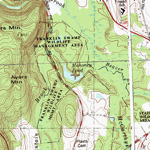 Topographic Map of Mahoney Pond, CT