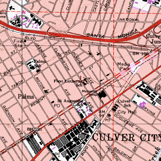 Topographic Map of First Lutheran Church, CA
