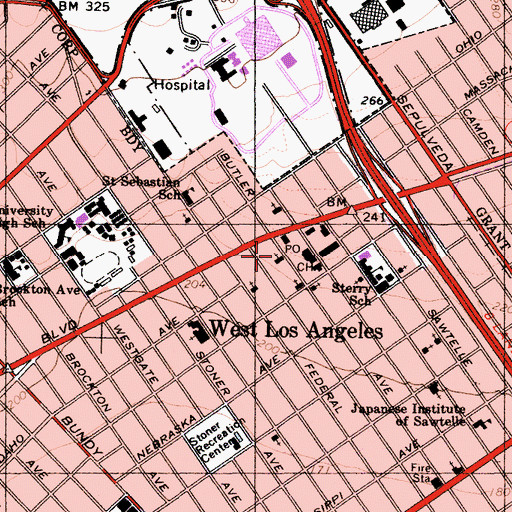 Topographic Map of First United Methodist Church, CA
