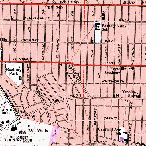Topographic Map of Mount Calvary Lutheran Church, CA
