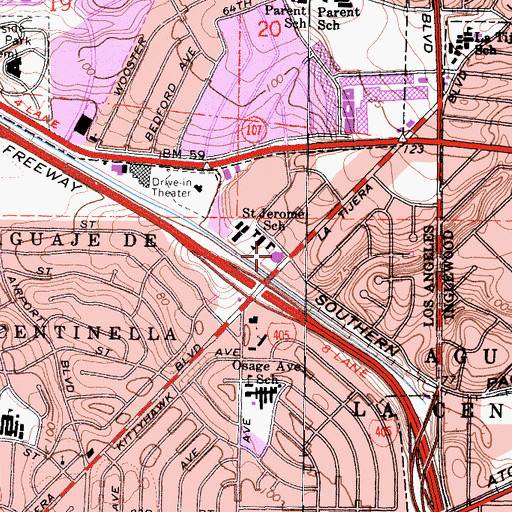 Topographic Map of Saint Jerome Catholic Church, CA