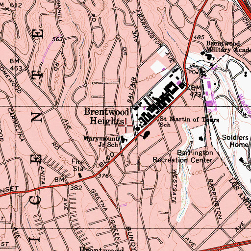 Topographic Map of Saint Martin of Tours Church, CA