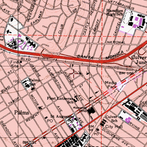 Topographic Map of Saint Marys Episcopal Church, CA