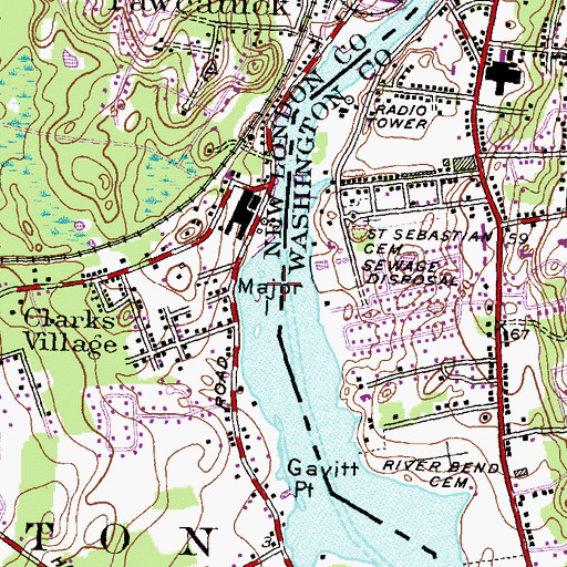 Topographic Map of Major Island, CT