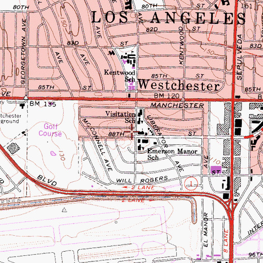 Topographic Map of Visitation Catholic Church, CA