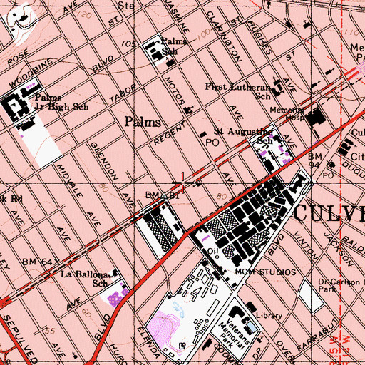 Topographic Map of West Los Angeles Christian Center, CA