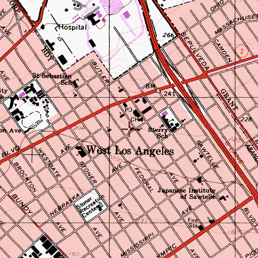 Topographic Map of West Los Angeles Holiness Church, CA
