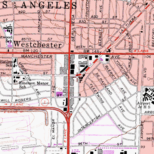 Topographic Map of Westchester Christian Church, CA