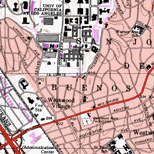 Topographic Map of Westwood Hills Christian Church, CA