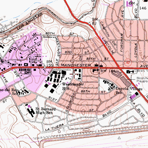 Topographic Map of Saint Anastasia School, CA