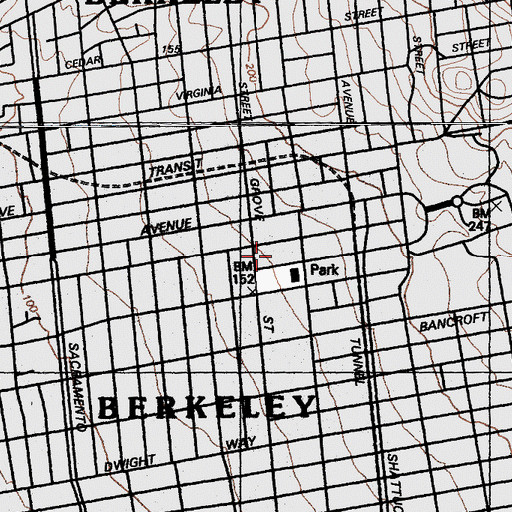 Topographic Map of Berkeley Veterans Memorial Auditorium, CA