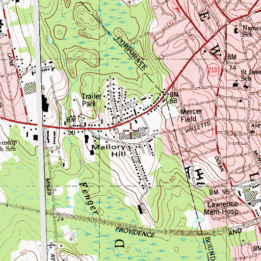 Topographic Map of Mallory Hill, CT
