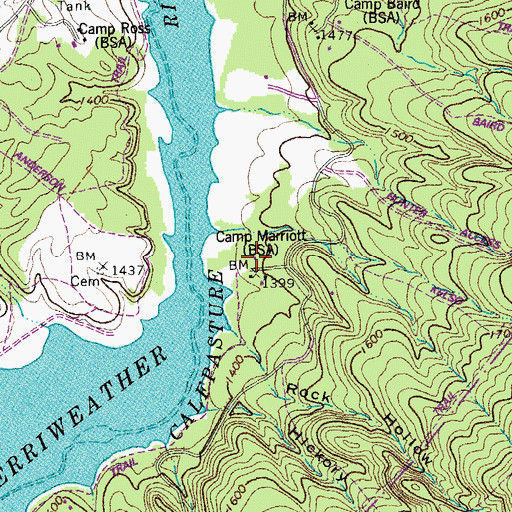 Topographic Map of Camp Marriott, VA