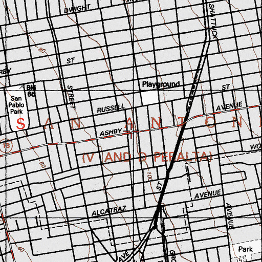 Topographic Map of South Berkeley Senior Citizens Center, CA