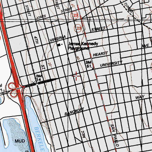 Topographic Map of West Berkeley YMCA, CA