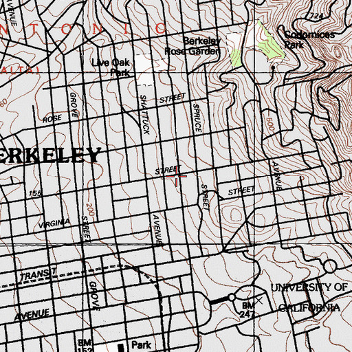 Topographic Map of All Souls Episcopal Church, CA