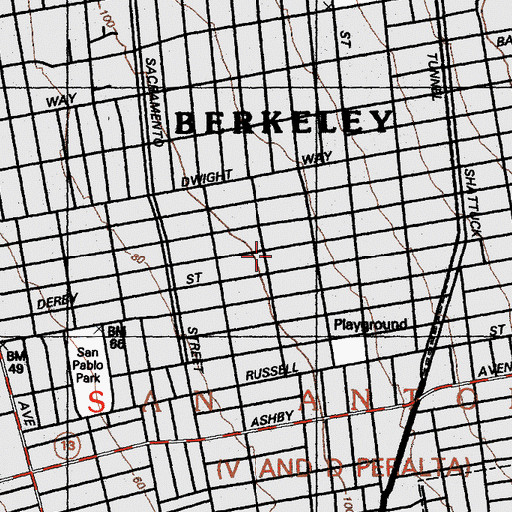 Topographic Map of Berkeley United Methodist Church, CA