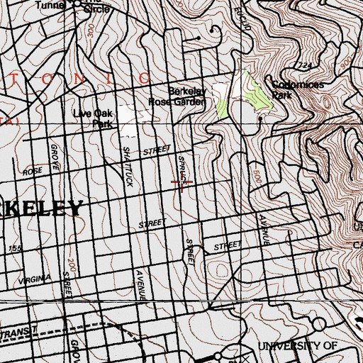 Topographic Map of Beth-El Congregation Temple, CA