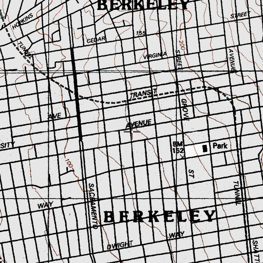 Topographic Map of Bethany Lutheran Church, CA