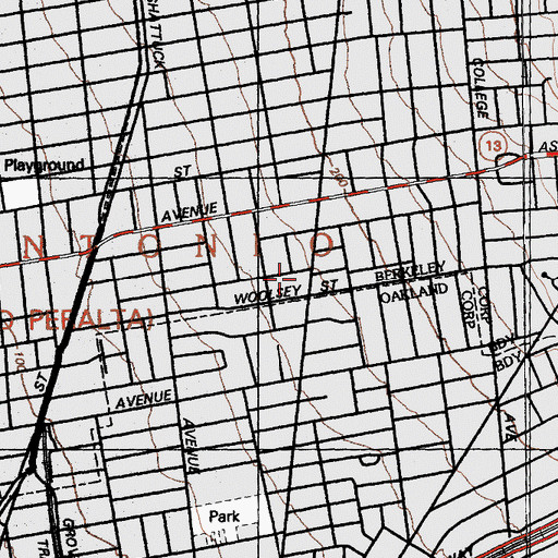 Topographic Map of Bethlehem Lutheran Church, CA