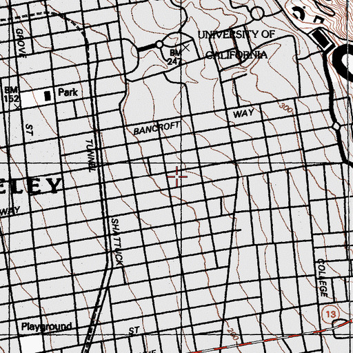 Topographic Map of First Baptist Church, CA